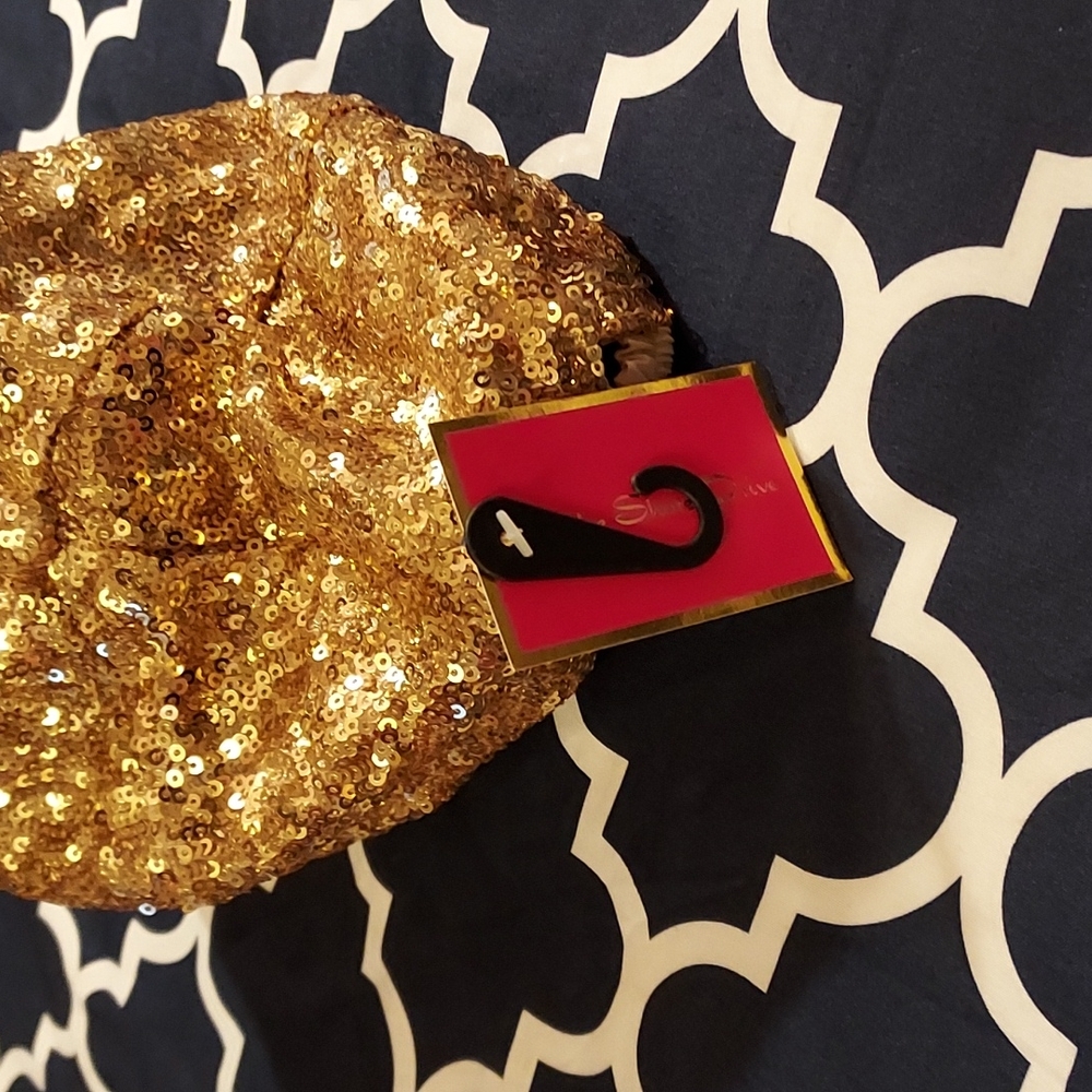 NWT- Lake Shore Drive- Gold Sequin Ball Cap (One-Size) - Picture 2 of 8